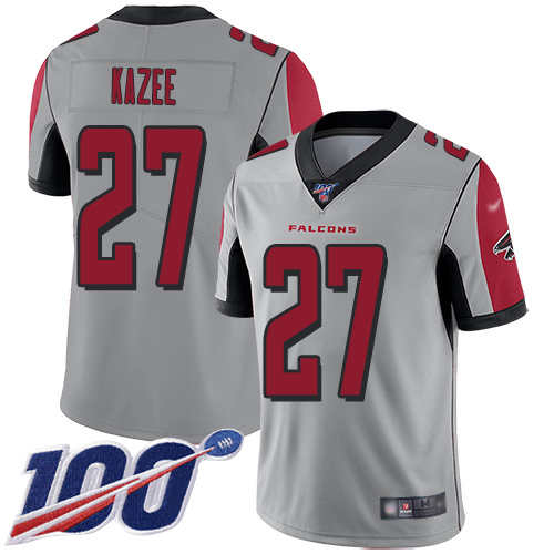 Atlanta Falcons Limited Silver Men Damontae Kazee Jersey NFL Football #27 100th Season Inverted Legend